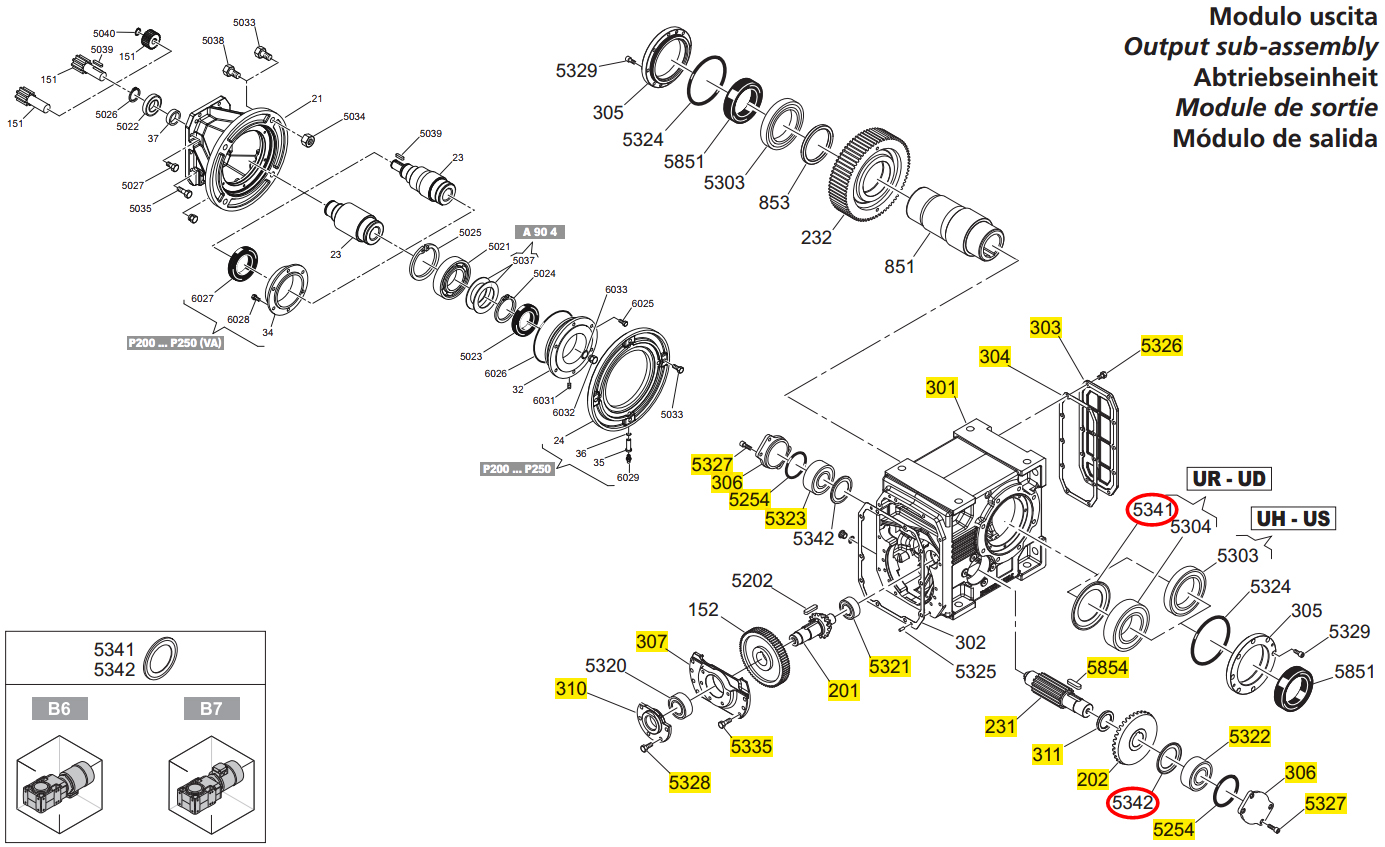 A hajtómű robbantott ábra